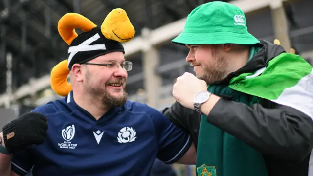 Scotland and Ireland fans outside Murrayfield