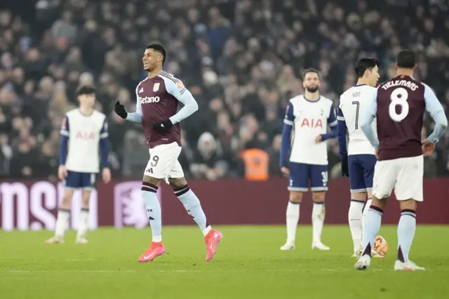 Aston Villa's Marcus Rashford enters the pitch