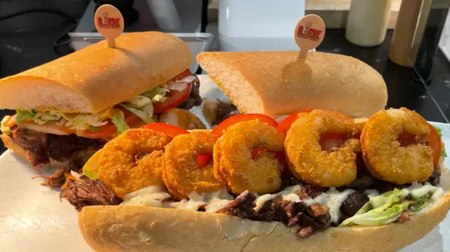 Shrimp po’boy sandwich at Super Bowl 59