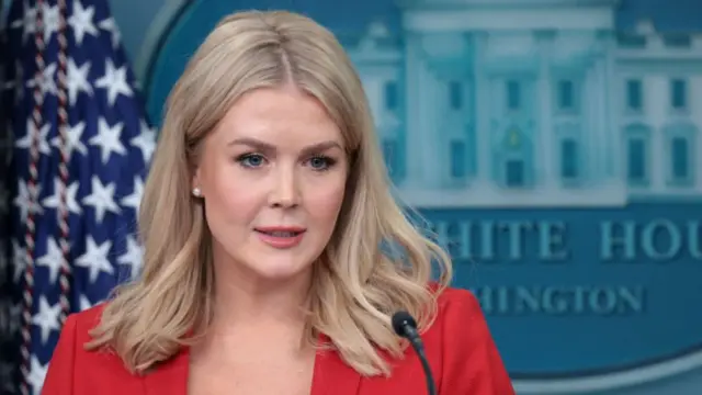 White House Press Secretary Karoline Leavitt speaks during the daily White House press briefing at the James Brady Press Briefing Room of the White House on February 25, 2025 in Washington, DC.