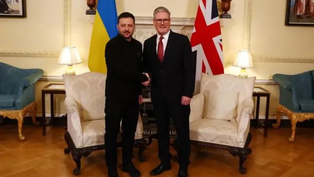 Prime Minister Sir Keir Starmer with Ukrainian President Volodymyr Zelensky at 10 Downing Street