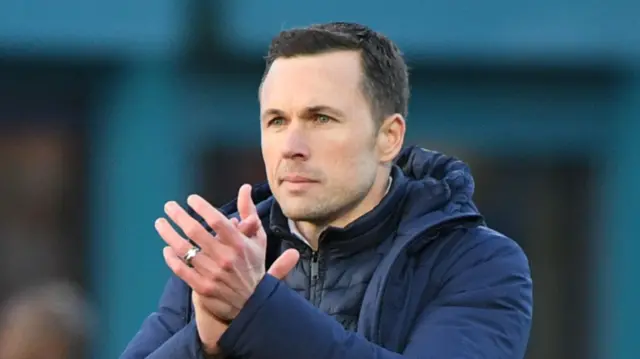 oss County manager Don Cowie at full time during a William Hill Premiership match between Ross County and Dundee at the Global Energy Stadium