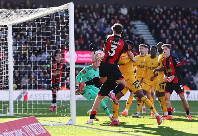 Milos Kerkez of AFC Bournemouth scores