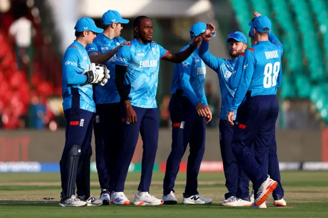 Jofra Archer celebrates a wicket