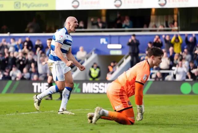 Michael Frey celebrates scoring