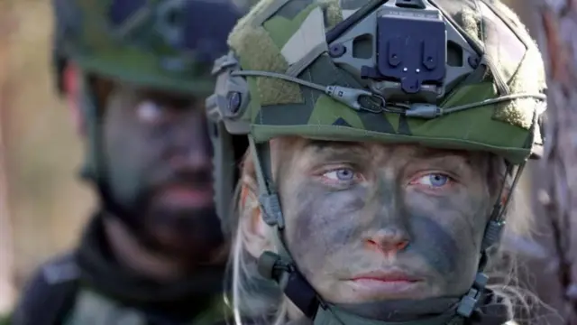 Swedish soldiers take part in a Nato exercise in Latvia. Photo: 25 February 2025