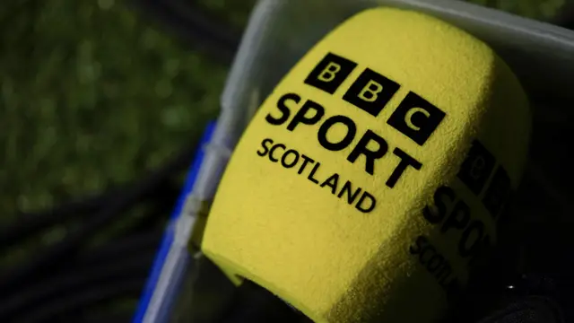 BBC Sport Scotland microphone during a Scottish Gas Scottish Cup third round match between East Kilbride and Falkirk at K Park