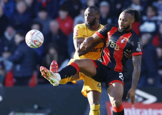 Wolverhampton Wanderers' Toti Gomes in action with AFC Bournemouth's Antoine Semenyo