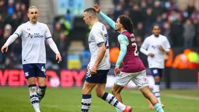 Burnley's Hannibal Mejbri speaks to the referee