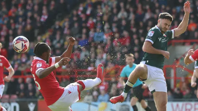 A midfield battle between Wrexham and Bolton