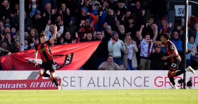 Bournemouth's Milos Kerkez celebrates