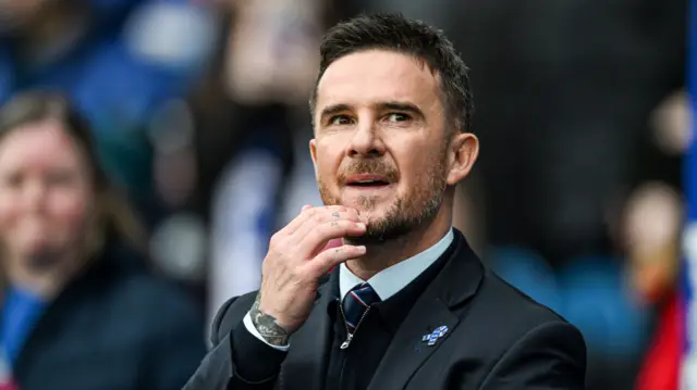 Rangers interim head coach Barry Ferguson during a William Hill Premiership match between Rangers and Motherwell at Ibrox Stadium,