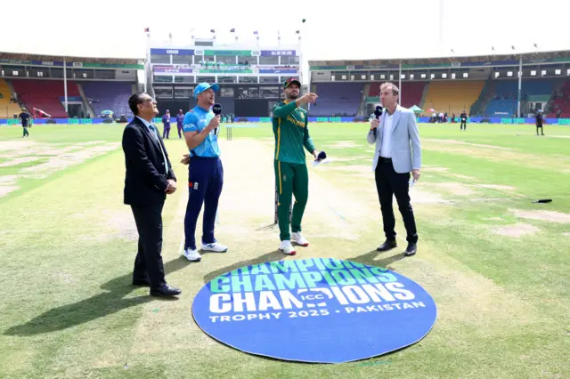 Jos Buttler and Aiden Markram at the toss