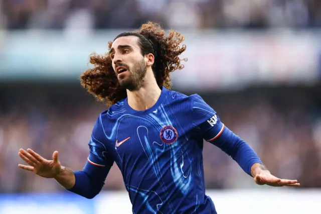 Marc Cucurella celebrates after scoring