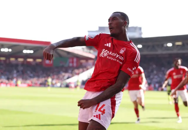 Callum Hudson-Odoi celebrates after scoring against Manchester City