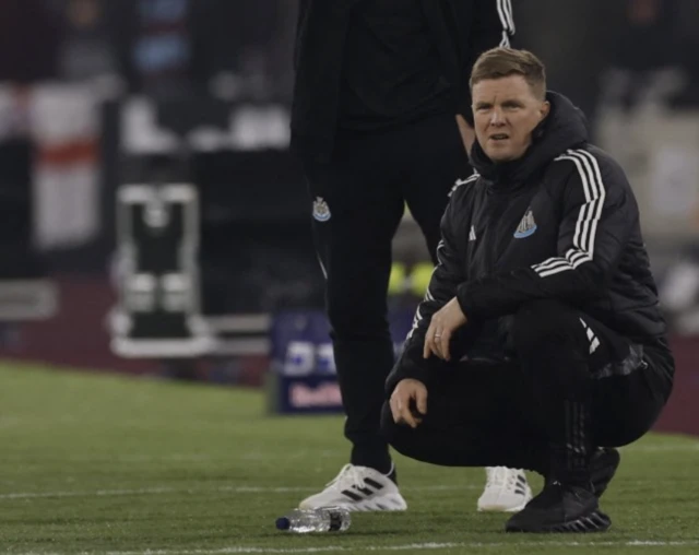 Newcastle United manager Eddie Howe  looks on