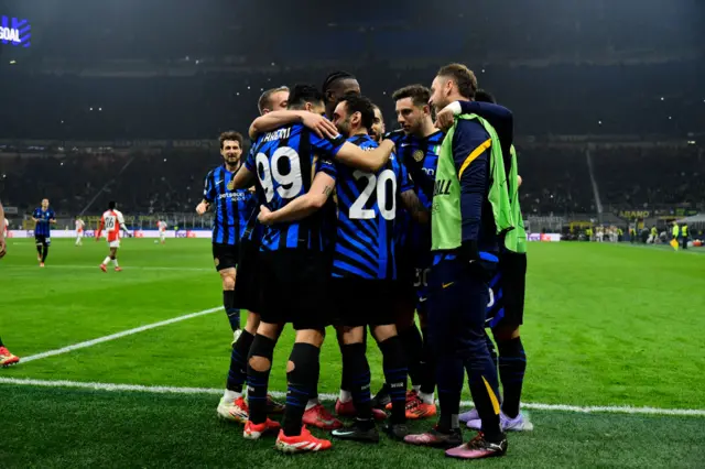 Hakan Calhanoglu of FC Internazionale celebrates.