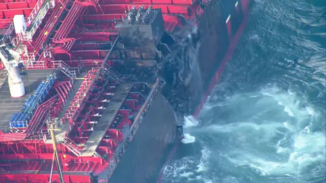 Close-up tanker footage