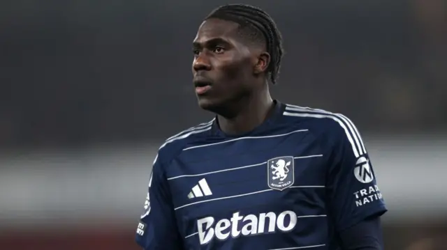 Amadou Onana of Aston Villa during the Premier League match against Arsenal.
