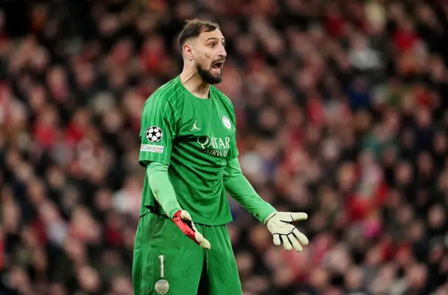 Paris Saint-Germain goalkeeper Gianluigi Donnarumma during the UEFA Champions League round of sixteen second leg match at Anfield.