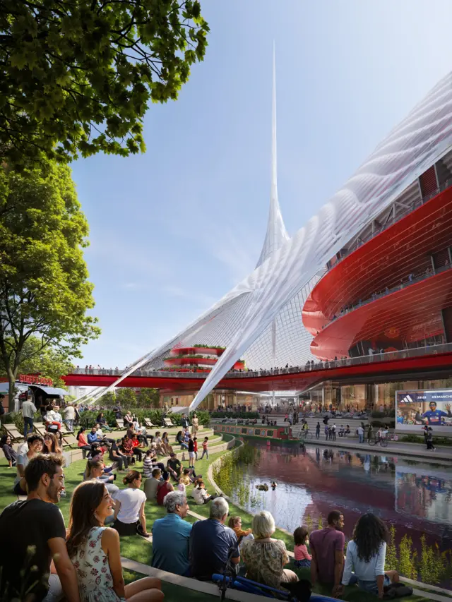 A concept image of the exterior of Manchester United's new stadium