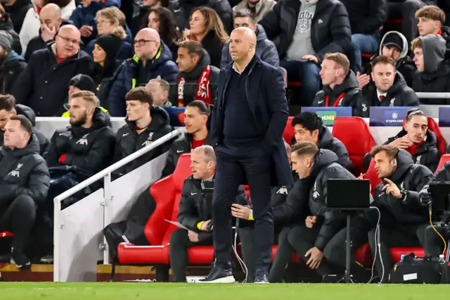 Head coach Arne Slot of Liverpool FC looks on during the UEFA Champions League.