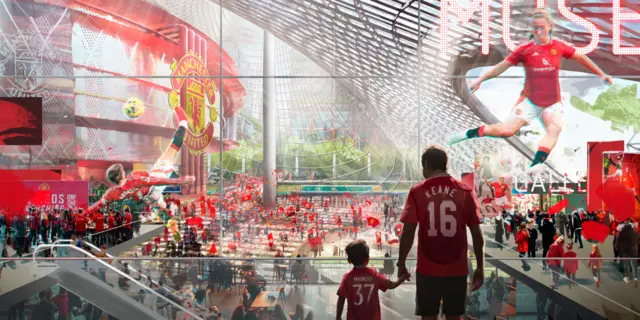 A concept image from inside of Manchester United's new stadium