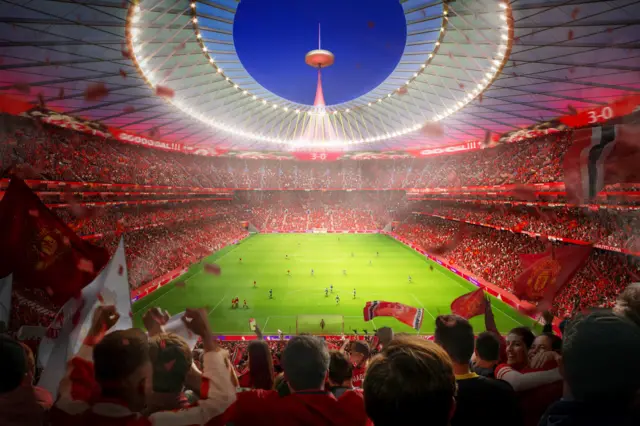 A concept image of the interior of Manchester United's new stadium