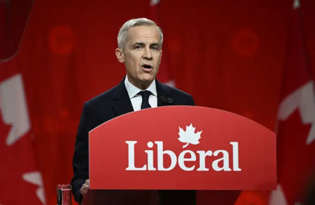 Canada's Liberal Leader and Prime Minister-elect Mark Carney speaks after being elected as the new Liberal Party leader