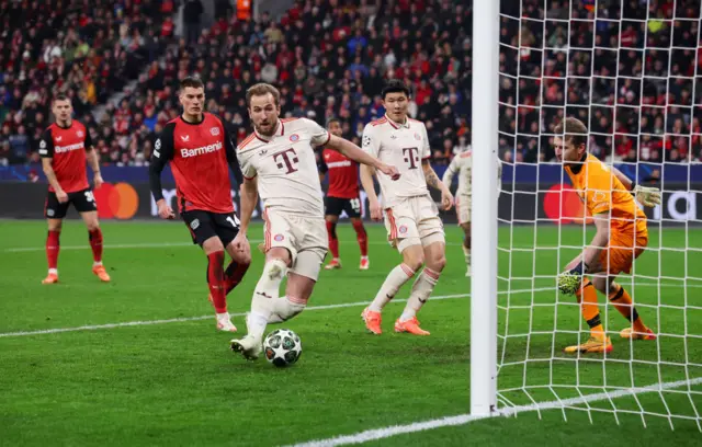 Harry Kane of Bayern Munich scores his team's first goal