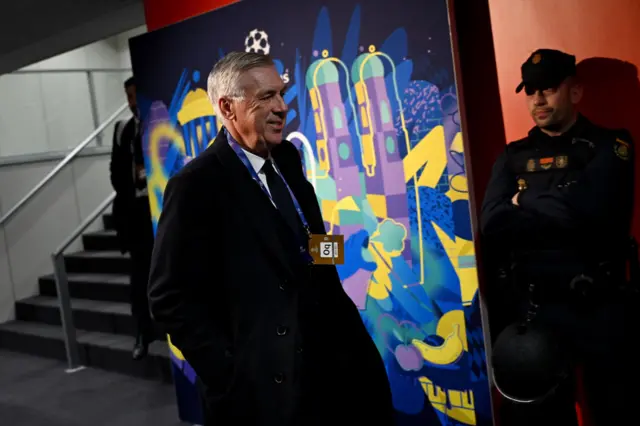 Carlo Ancelotti, Head Coach of Real Madrid, arrives.