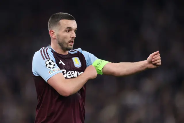 John McGinn of Aston Villa looks on