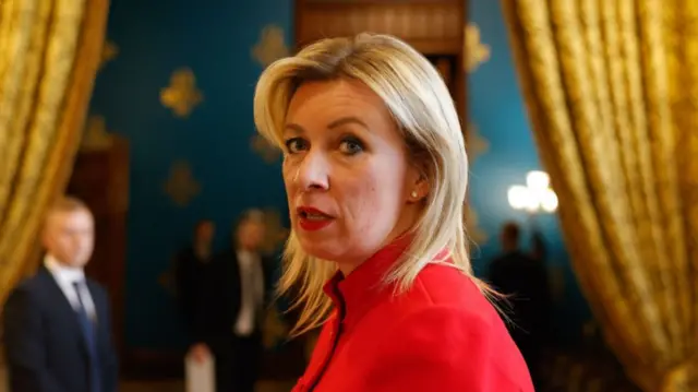 Spokeswoman of Russia's Foreign Ministry Maria Zakharova speaks to the media after a joint press conference of Russian Foreign Minister Sergei Lavrov and Organization for Security and Co-operation in Europe