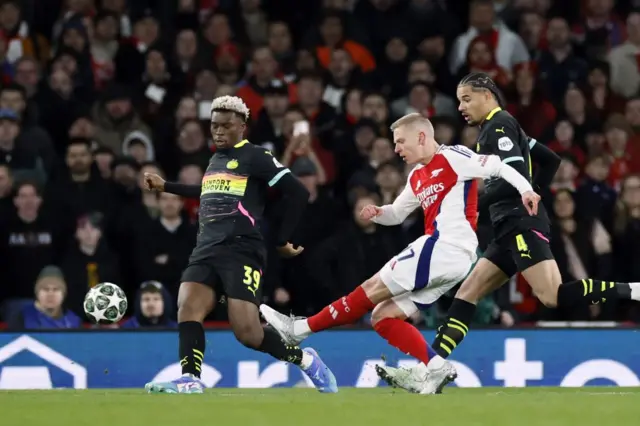 Oleksandr Zinchenko of Arsenal FC scores.