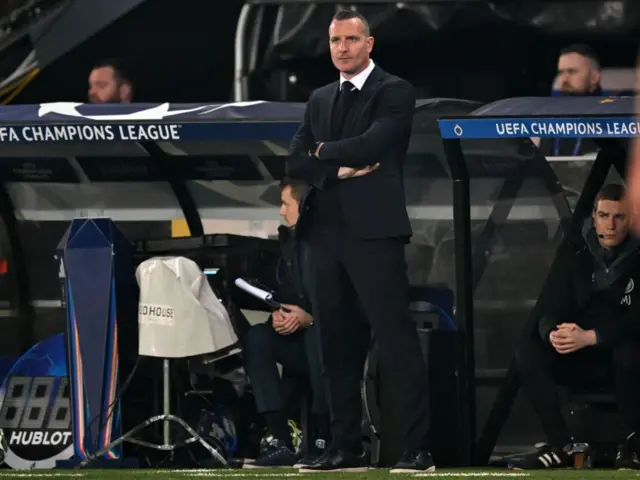Club Brugge KV coach Nicky Hayen during the UEFA Champions League match between Club Brugge and Aston Villa FC