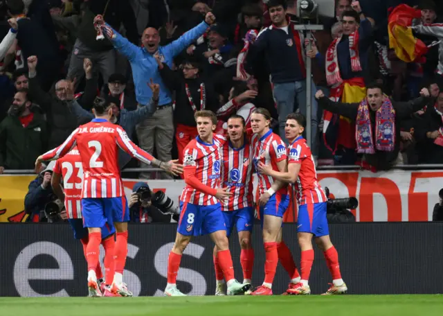 Conor Gallagher of Atletico de Madrid celebrates.