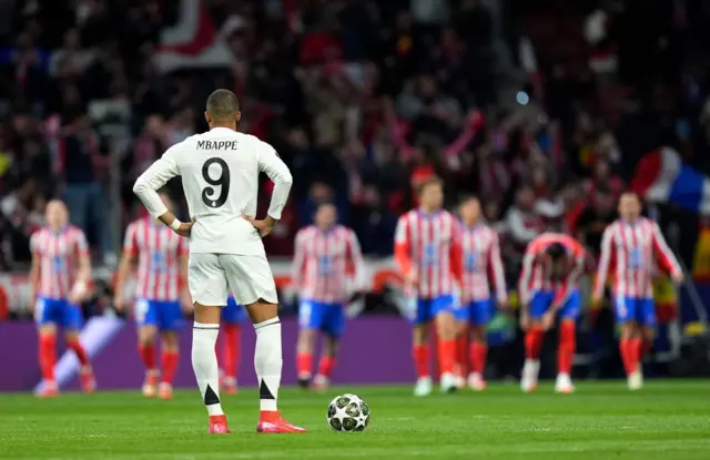 Kylian Mbappe of Real Madrid looks on