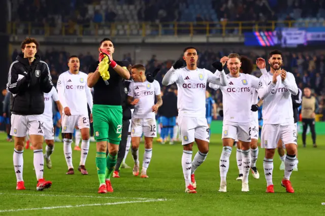 Aston Villa celebrate at full-time