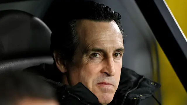 Unai Emery watching his side in action from the dugout.