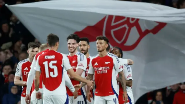 Arsenal players celebrate