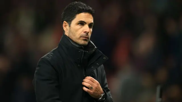 Mikel Arteta watching side against PSV