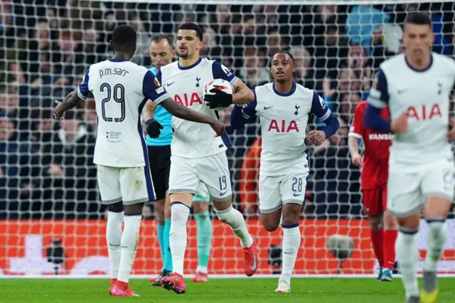 Wilson Odobert of Tottenham Hotspur celebrates.