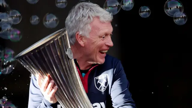 David Moyes with the Conference League trophy