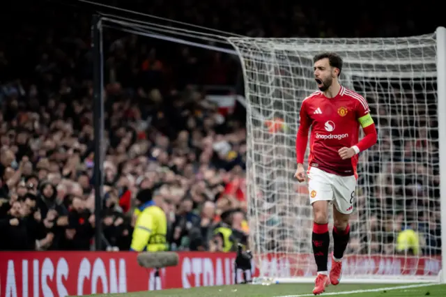 Bruno Fernandes of Manchester United celebrates