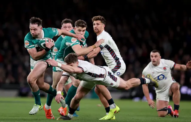 Hugo Keenan in action for Ireland