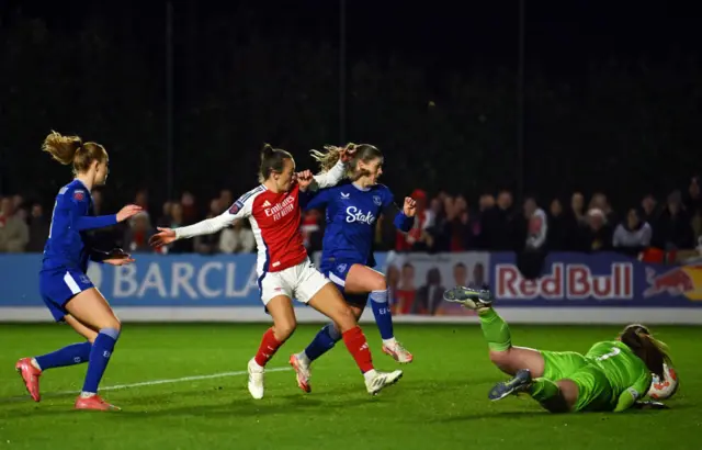 Maren Mjelde of Everton scores a own goal for Arsenal.