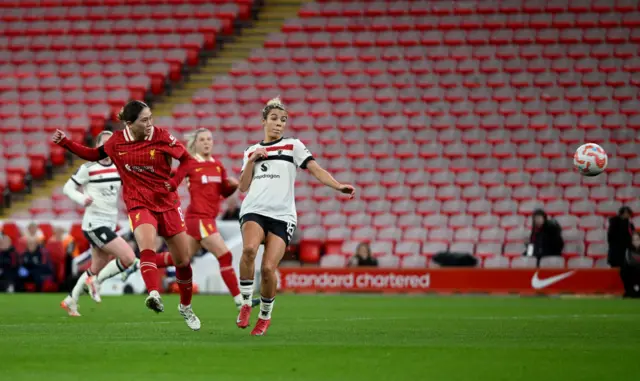 Fuka Nagano of Liverpool scores Liverpool's second goal.