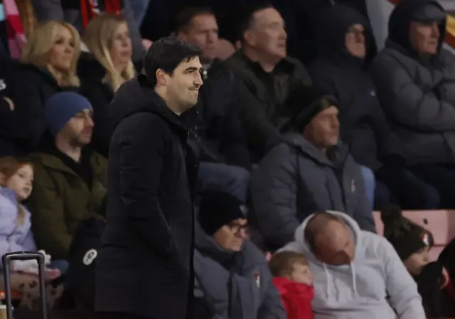 AFC Bournemouth manager Andoni Iraola looks on