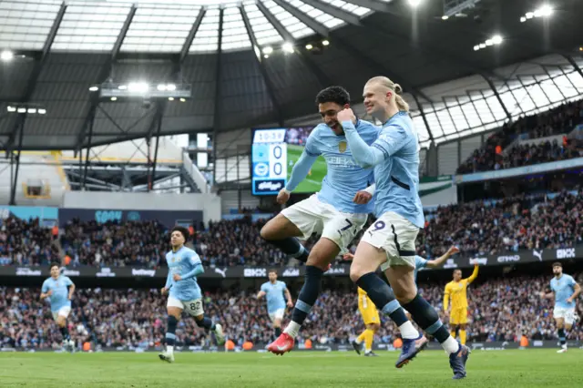 Erling Haaland of Manchester City celebrates.