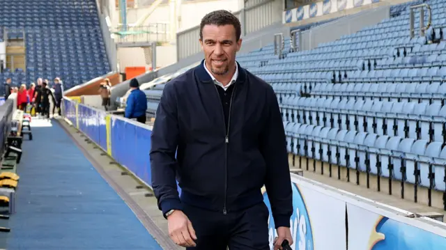 Blackburn manager Valerien Ismael arrives at Ewood Park